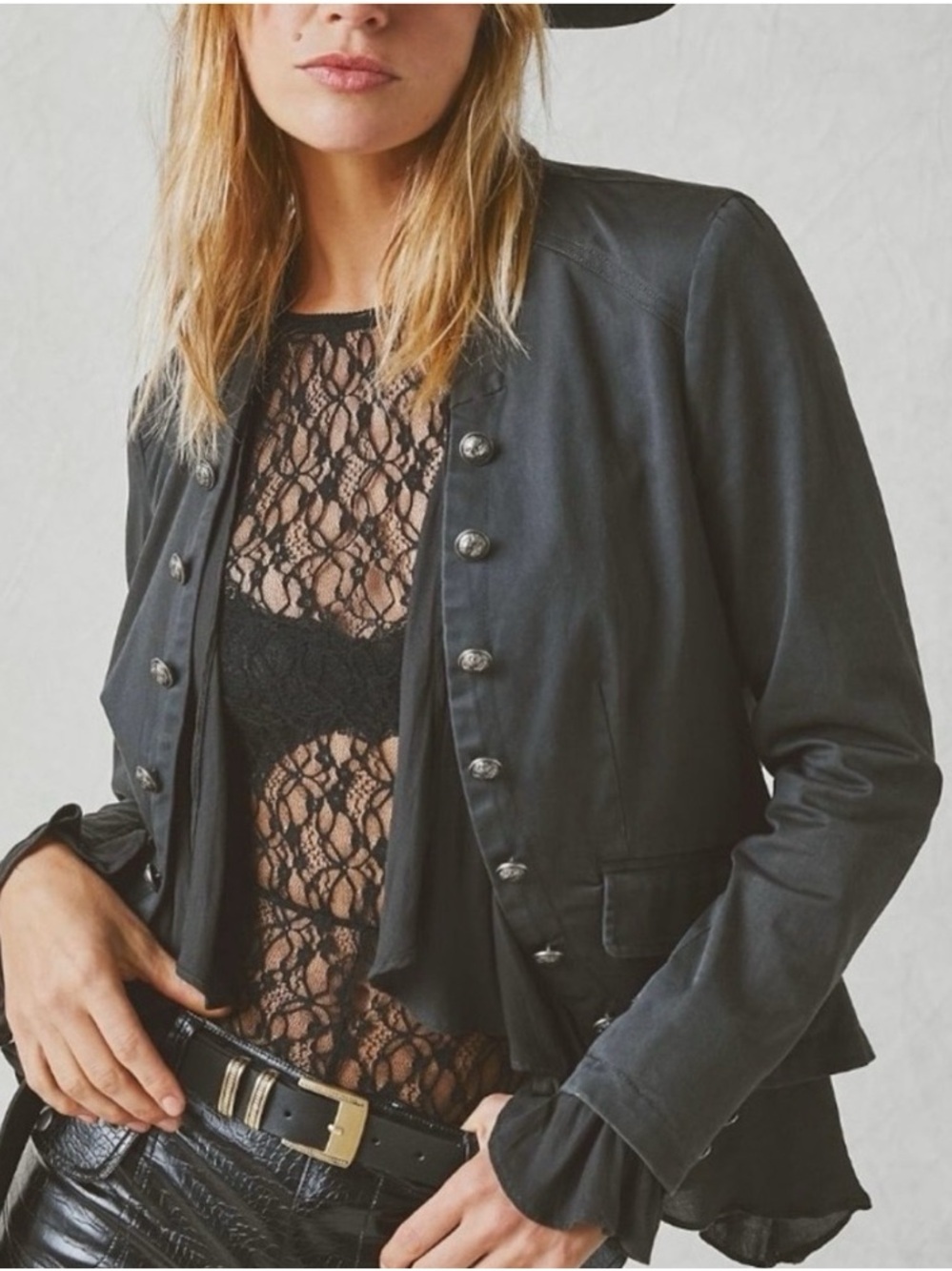 Free People Ruffles Romancs Military Jacket- XS